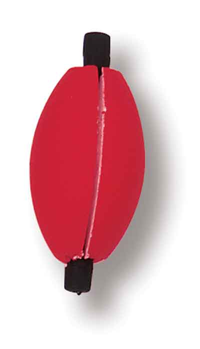 Betts Peg Foam Float Oval w-slit 2.50\" 100ct Red-White